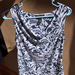 INC International Concepts Blue and White Swirl Blouse